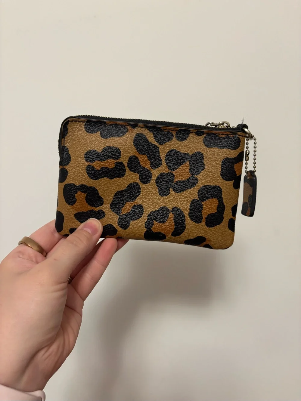 Coach Corner Zip Leopard Wristlet - Picture 2 of 8